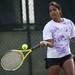 Pioneer High School No 1 singles player Azba Gurm hits a ball while playing Huron on Tuesday, May 7. Daniel Brenner I AnnArbor.com